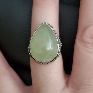 New Moss Prehnite 925 Silver Ring.